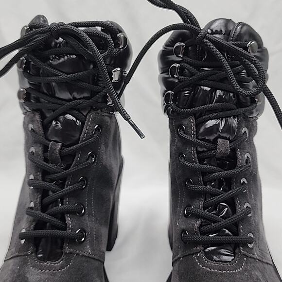 MARC FISHER VELIMA BLACK LUG SOLE HIKING BOOTIES SUEDE LADIES SIZE 6.5 NWOB - Picture 4 of 16